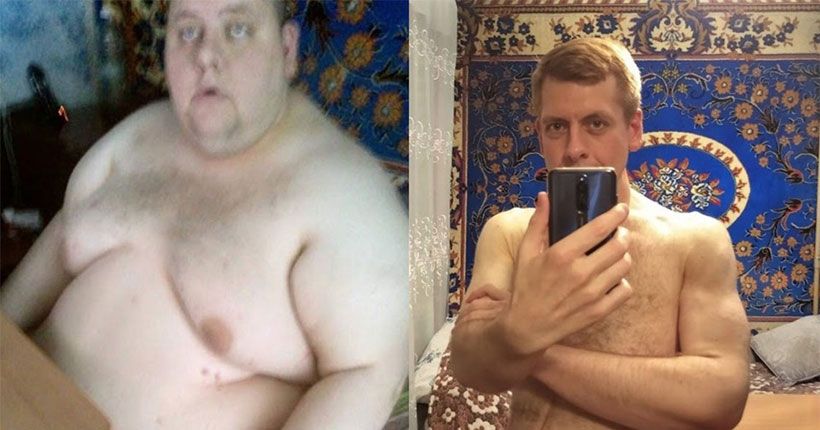мужчина до похудения и после