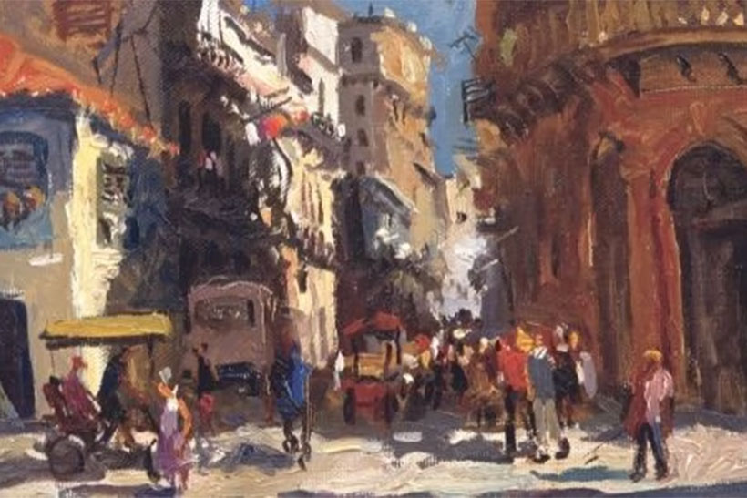 На картине изображена улица Гаваны