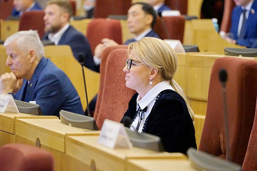 Ирина Диденко в зале заседаний законодательного собрания Новосибирской области