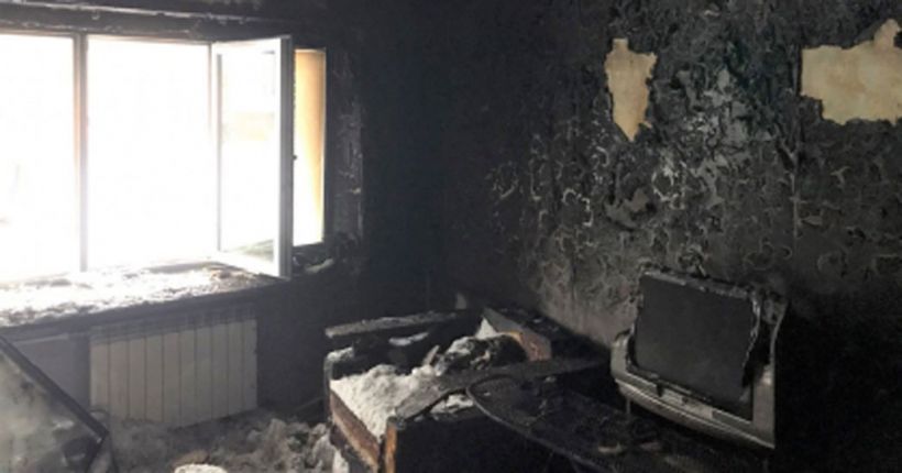 комната после пожара