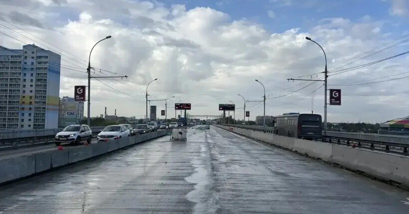 Центральные полосы Димитровского моста в Новосибирске забетонировали на 68%