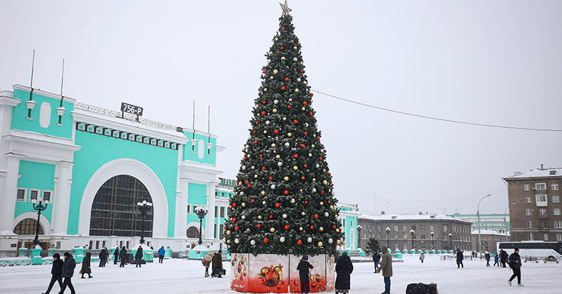 Девять новогодних ёлок установили в Новосибирске