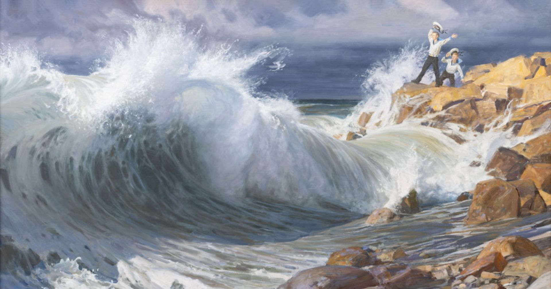 картина: волны и моряки